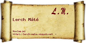 Lerch Máté névjegykártya